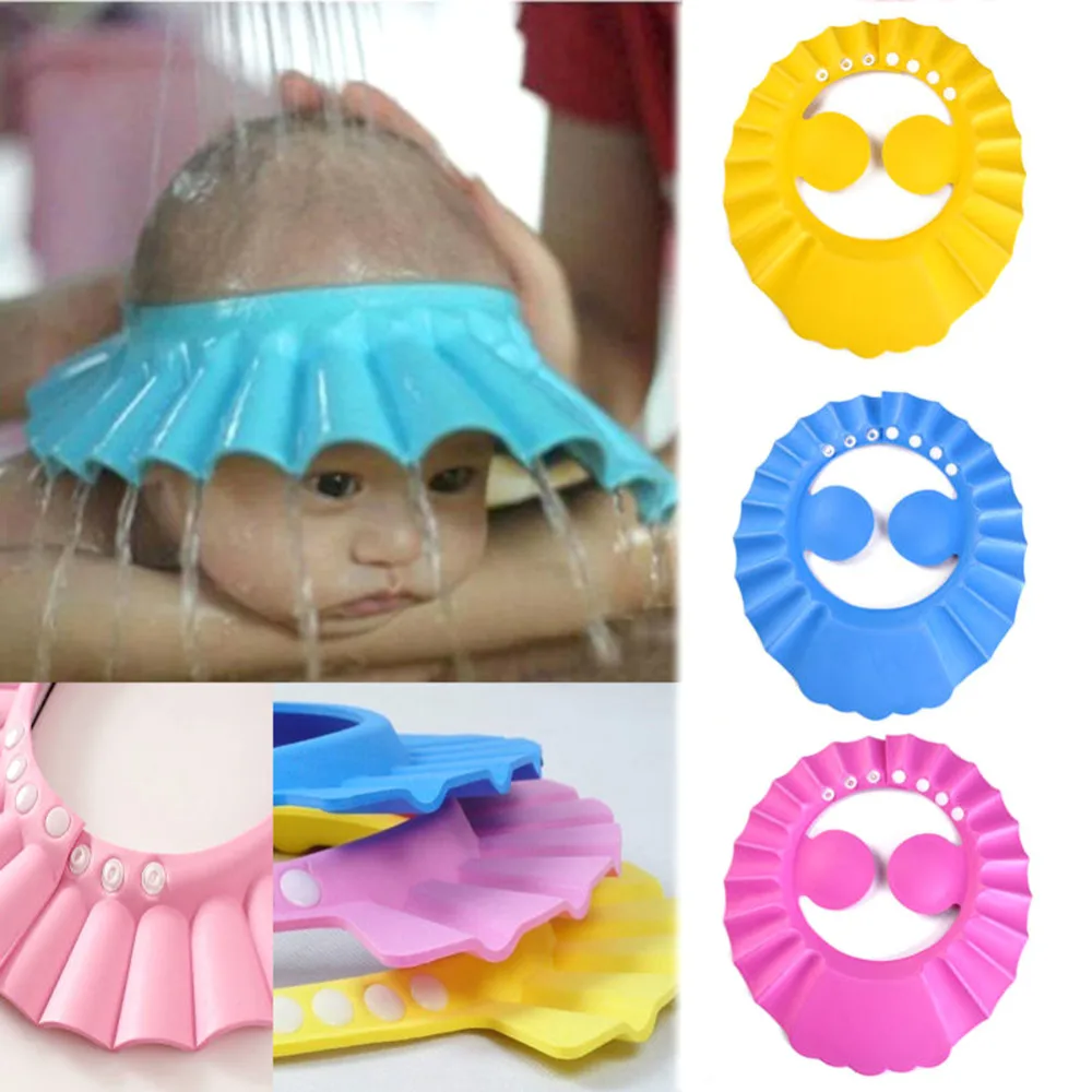 

1 Piece Soft Adjustable Baby Shower Cap Protect Children Kid Shampoo Bath Wash Hair Shield Hat Waterproof Prevent Water Into Ear