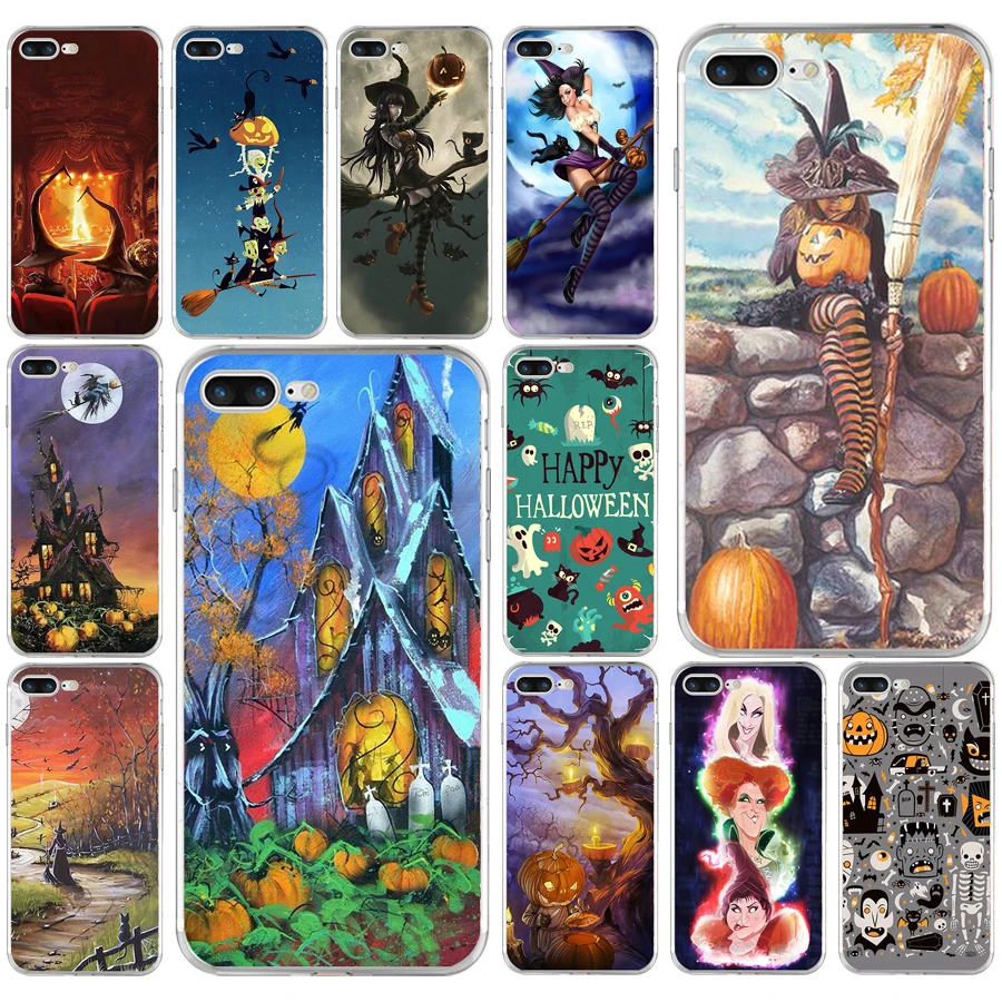 167AQ Мультфильм Хэллоуин ведьма Мягкий ТПУ силиконовый чехол для Apple iPhone 6 6s 7 8 plus
