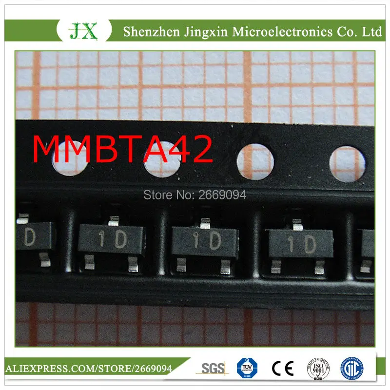 Free shipping 100pcs MMBTA42 SOT 23 1D MMBTA42LT1G High Voltage