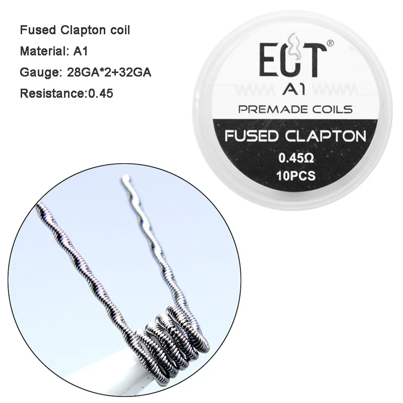 Готовые катушки 10 шт. A1/Alien Clapton/Alien V2/плавленые Clapton и Clapton готовые катушки SS316L для RDA RTA атомайзер мод DIY катушка