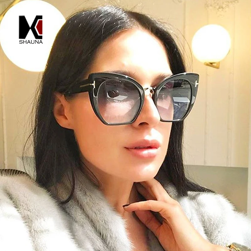

SHAUNA Oversize Women Square Sunglasses Brand Designer Fashion Gradient/Clear Lens Sun Glasses UV400