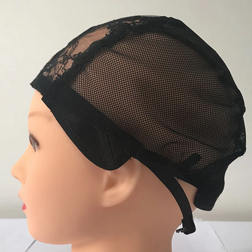 Universal Black Mesh Hairnet Adjustable Strap Accessories U-shaped Net Lace Wig Cap Stretchy