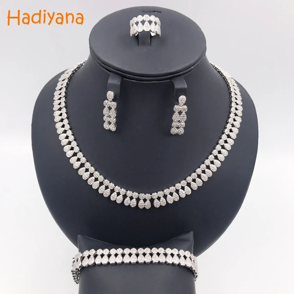 

Hadiyana Sparking Pave Cubic Zircon Rhinestone 4pcs Jewelry Bridal Set For Women CN393