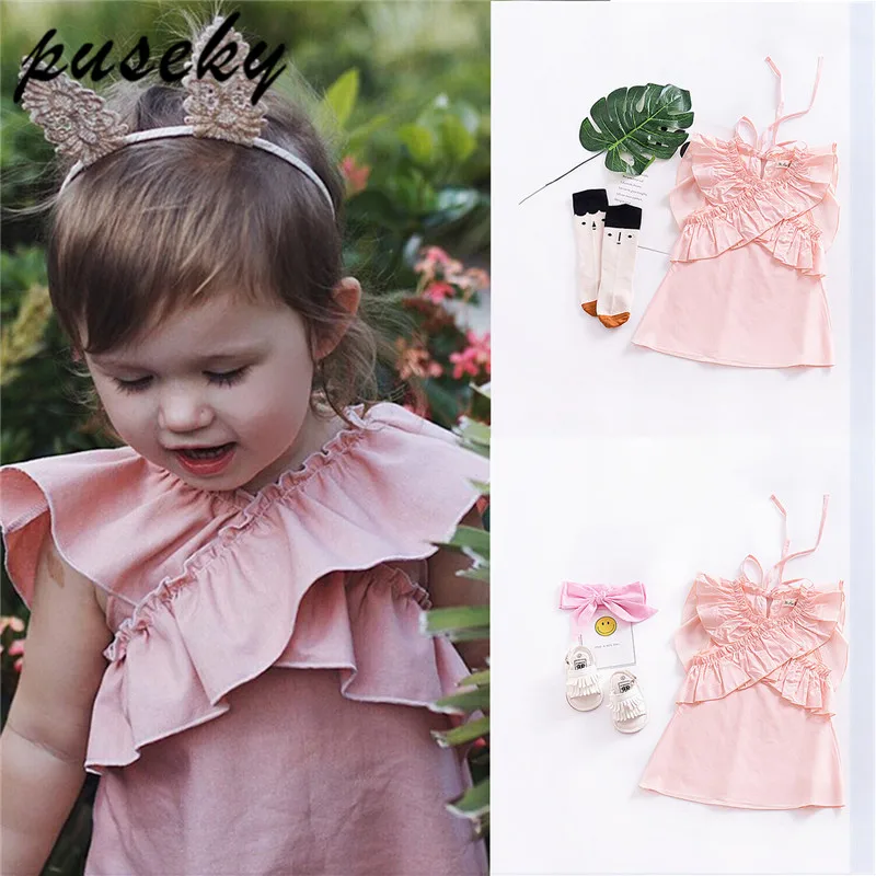 

Puseky Girl's Back Butterfly Wings Sleeveless Dress Newborn Infant Baby Girls Butterfly Wings Ruffles Dress Outfits Clothes