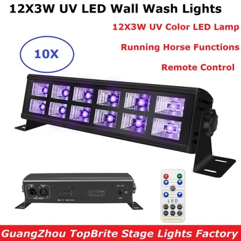 

10 Units 12X3W LED Wall Washer Lights DMX UV Color Stage Effect Light Bar Black Party Lights For Indoor Dj KTVS Remote Control