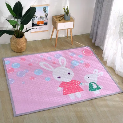 Большой размер, мягкое детское одеяло с хлопковой подкладкой, ковер для пола, спальни, дома, декоративные коврики, Мультяшные животные, матрас для ползания - Цвет: pink rabbit