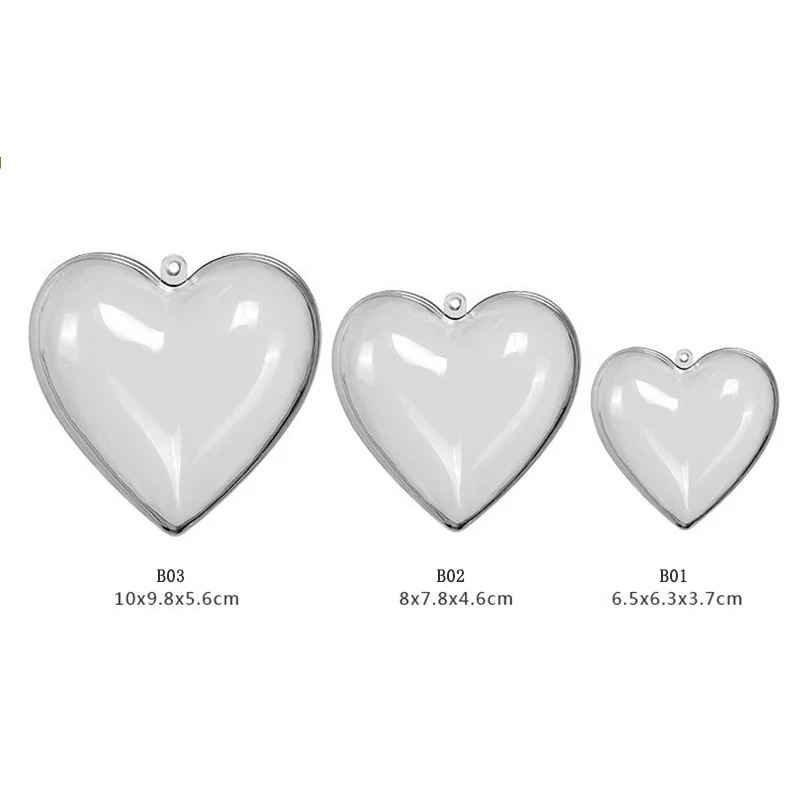

Flower Preservation Container Transparent Plastic Hollow Heart Shape Ball Candy Box for Christmas Tree Hanging Home Decor P50