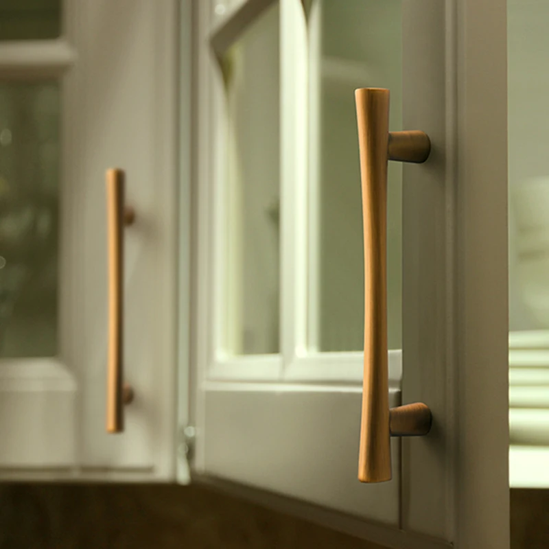 Zinc Alloy Yellow Bronze Cabinet Handles Kitchen Cupboard Door