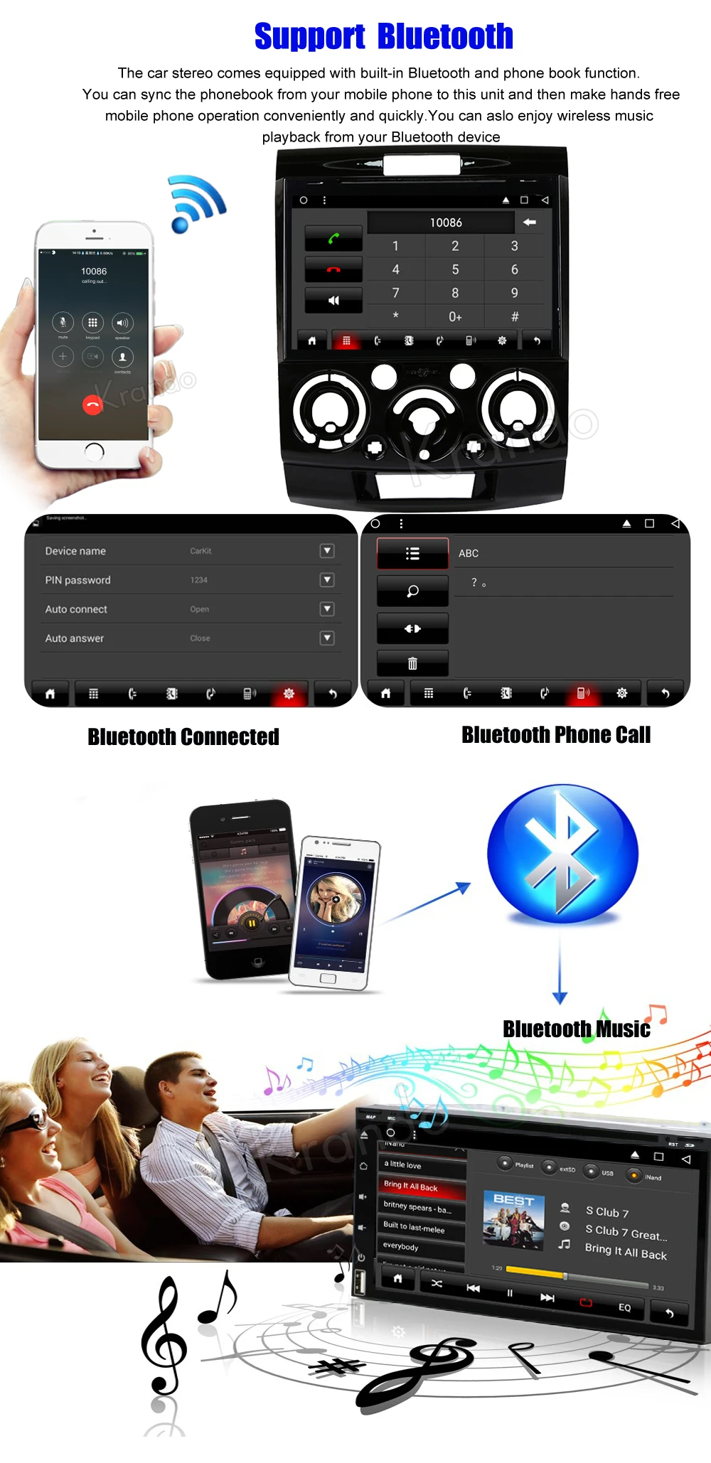 Krando mazda BT50 Android car radio gps dvd player navigation multimedia system (4)