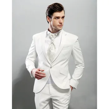 

Hot Sale Sale High Quality Groom Tuxedos Flat Collar Groomsman Suit 1 Button Wedding Custom Made Man For Clothes (jacket+pants)