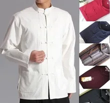Men Chinese traditional suits Tang Suit Jacket Wu Shu Tai Chi Shaolin Kung Fu Wing Chun Shirt Long Sleeves Exercises Costume