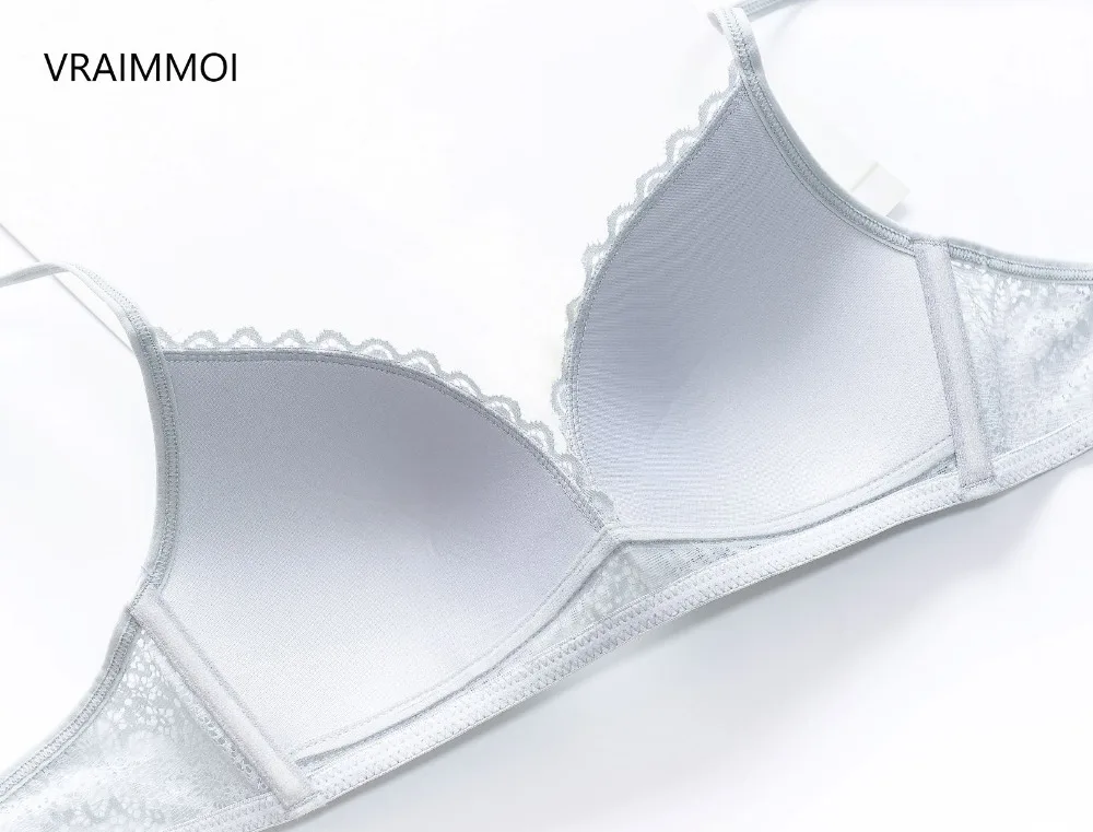 VRAIMMOI New Push Up Lace Bra Set Gather Bralette Seamless Brassiere Women WireFree Silk Underwear Sexy Black White Lingerie VRAIMMOI New Push Up Lace Bra Set Gather Bralette Seamless Brassiere Women WireFree Silk Underwear Sexy Black White Lingerie