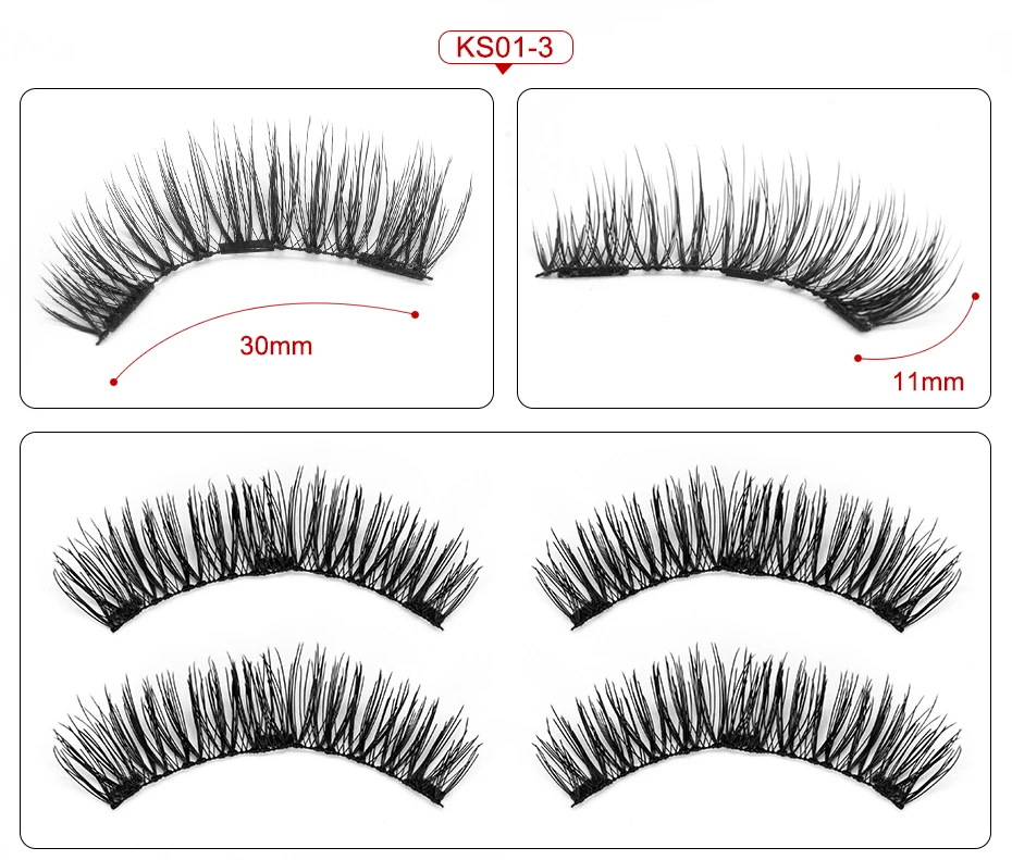 Genailish 8pcs 3D Magnetic Eyelashes Mink Lash Full Strip Lashes False Eyelash With Tweezers Double Magnet Fake Lash SCT-W-602