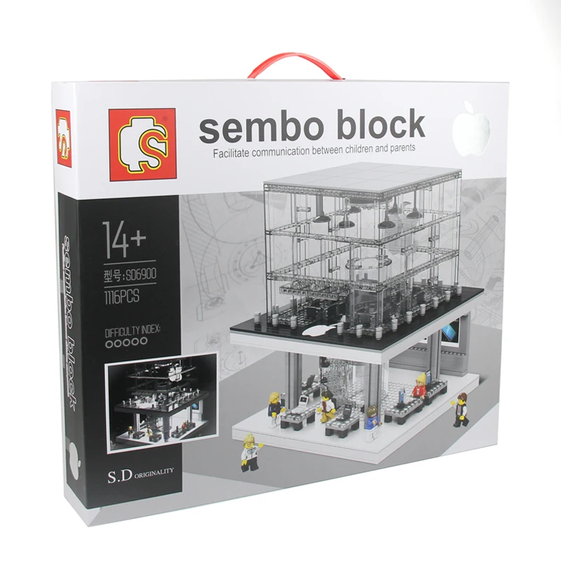 

DHL SD6900 1116Pcs City Street Figures LED Apple Store Set Building Blocks Bricks Educational Toys Model Gift Compatible 10182