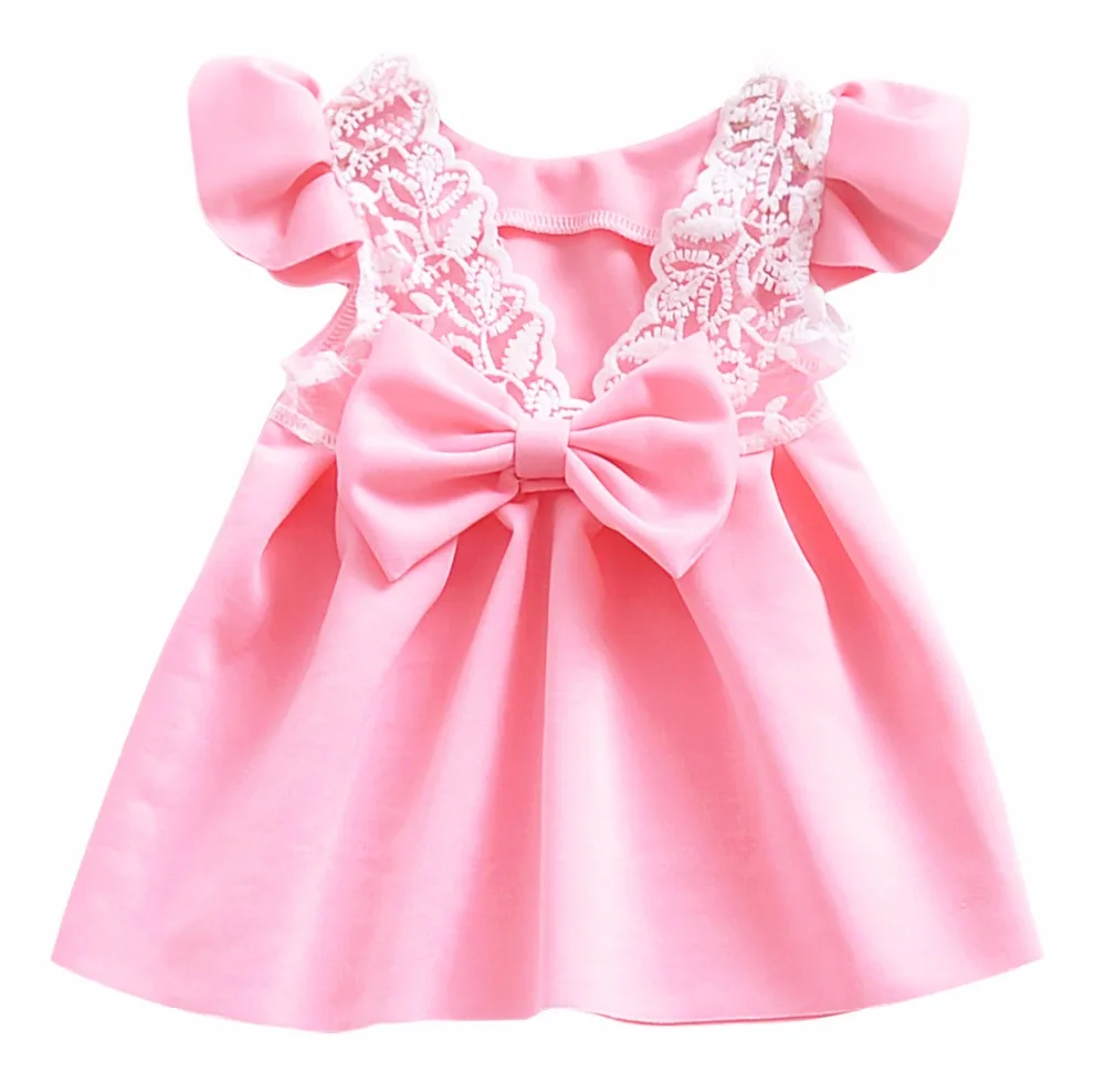 

Baby Girl Boutique Clothing Princess Dress with Backless Lace Bow Tutu Dresses Summer Kids Birthday Wedding Party Easter Costume