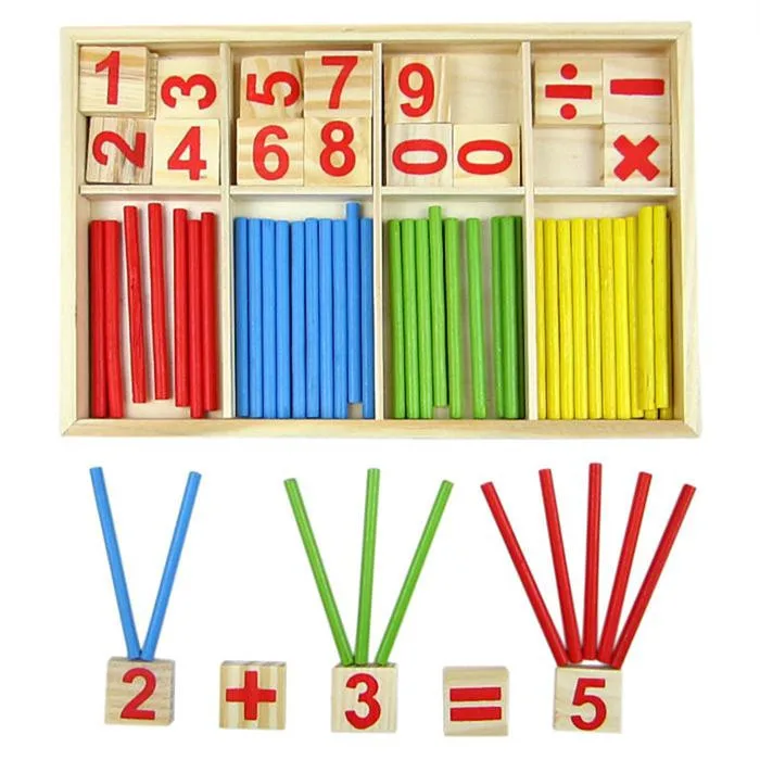 

Baby Toys Counting Sticks Education Wooden Toys Building Intelligence Blocks Montessori Mathematical Wooden Box Chil Gift