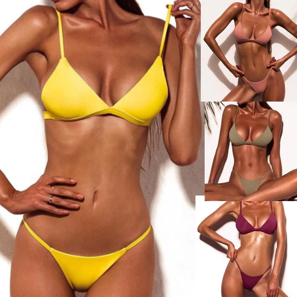 

KLV Brand Jessica's Store bikini 2018 Women Push-Up Padded Bra Beach Bikini Set Swimsuit Swimwear 1760
