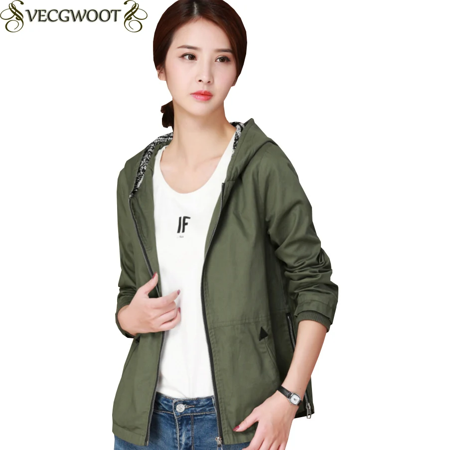 Female Spring/Autumn New Hooded Short Jacket Women Fashion Large size