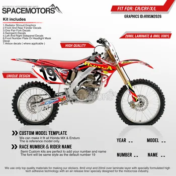 

MotoSpace Customized Team Graphics Backgrounds Decals 3M Custom Stickers For Honda CRF250R 2004-2009 CRF450R 2002 2003-2008 026
