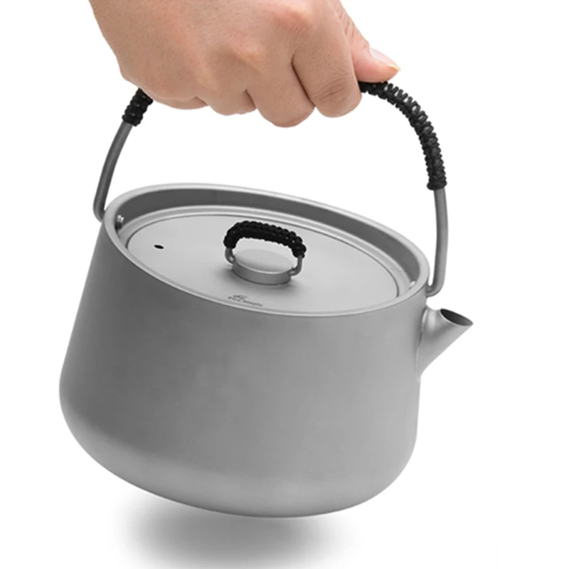 Pote de Café Bordo Fogo Panna Série Titanium Pot Camping Traving Caminhadas Caça Piquenique Chá Bule Chaleira 1l Fmc-ptk