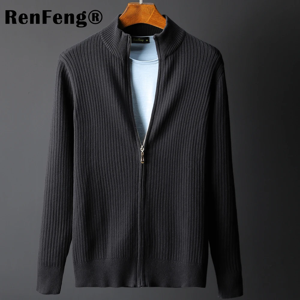 Autumn Men Sweater Fashion Mandarin Collar Long Sleeve Male Cardigan Sweater With Zipper Slim fit Casual Winter knitted Sweater (2)