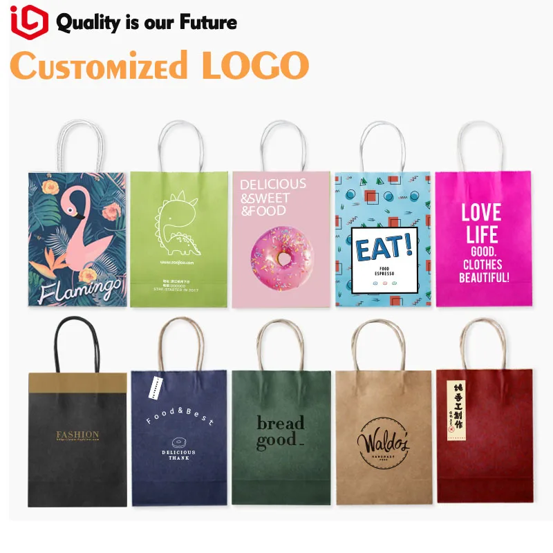 

Gift Tote Bag Custom Kraft Paper Bag Customized Takeaway Clothing Shopping Packaging Bag Customized Printable Logo