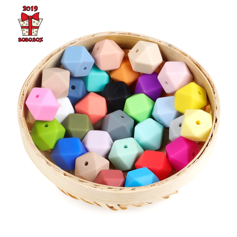 Dentição do Bebê Bobo. Atacado – Lote Hexágono Beads Perle Bpa Livre Faça Você Mesmo Colar Cadeia Chupeta Silicone Bebê Mordedor Cuidados Box 100 Pçs