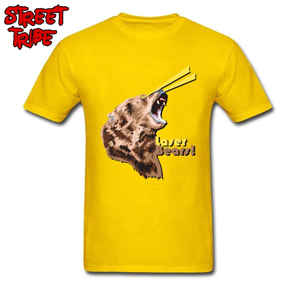 Laser Bears 4399 Geek Short Sleeve Tops Tees Autumn Round Neck All Cotton Men T Shirt Geek Clothing Shirt Oversized Laser Bears 4399 yellow