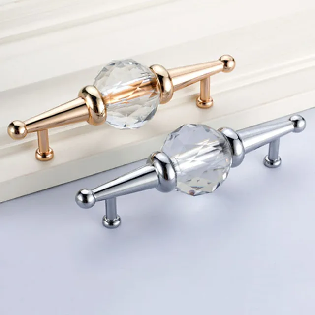 MEGAIRON Modern Luxury Crystal Glass Pull Handle Knob Drawer