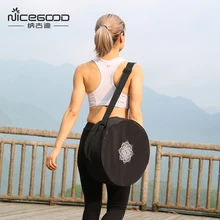 Yoga Wheel Bag Nylon Black Mandala Flower 36*14cm Yoga Circle Bag Large Capacity Double Zipper Pilates Wheel Backpack Yoga Bag