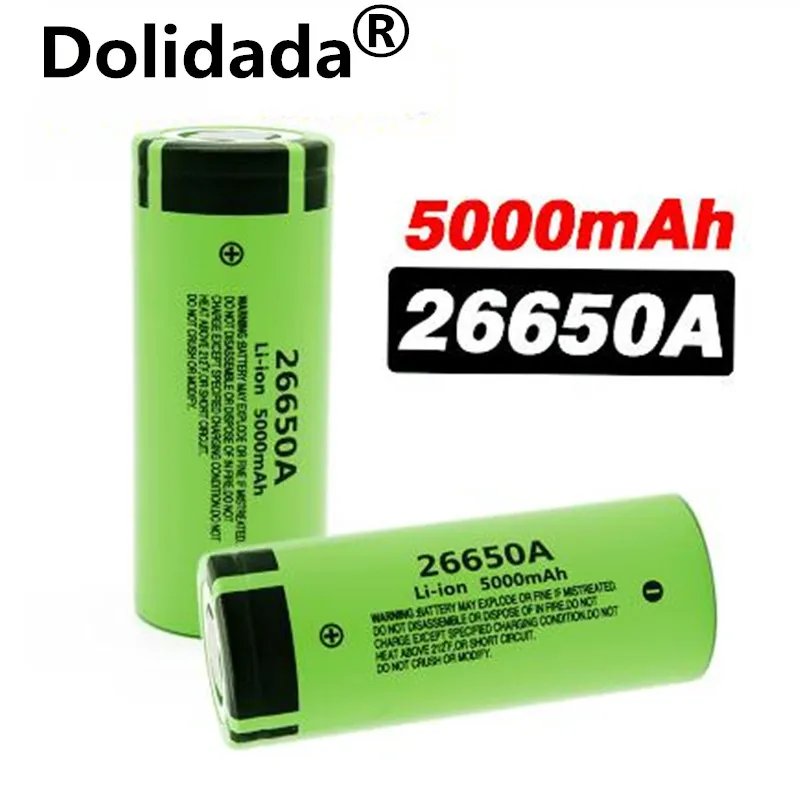 

2PCS/lot Dolidada 100% Original New Battery For Panasonic 26650A 3.7V 5000mAh High Capacity 26650 Li-ion Rechargeable Batteries