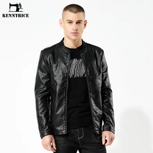 Kenntrice модный бренд досуг Для мужчин s черный PU кожаная байкерская куртка пальто Для мужчин 4XL Стенд воротник