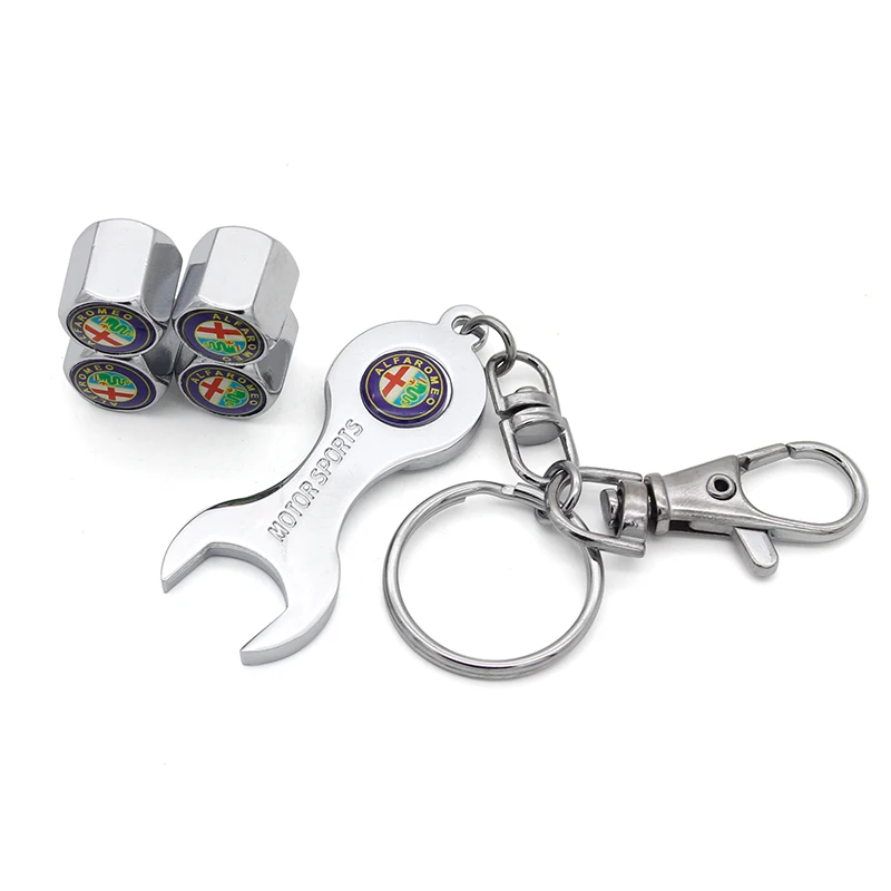 

Automobile Car Wheel Tire Valve Caps with for Alfa Romeo Emblem Keyring & Tyre Valve Caps Set (4-Piece/Pack)