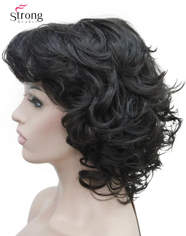 Women's Short Curly Heat Resistant Synthetic Black Hair Wigs (4)