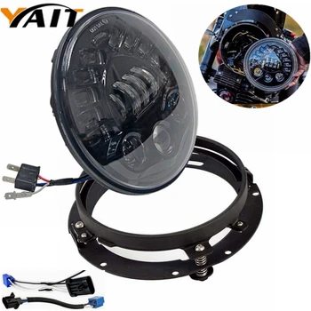 

7" 7inch Round LED Headlights Hi/Lo Beam+Mounting Bracket For Yamaha Road Star V Star Chief Classic Springfield