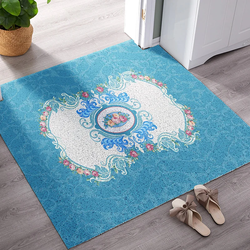 

European style PVC high elastic wire loop Entry mat Thicken DIY Door mat bathroom non-slip waterproof soft carpet customize rug