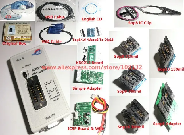 VGA lcd USB программатор RT809F серийный ISP программист PC Инструменты для ремонта 24-25-93 serise IC RTD2120 лучше, чем EP1130B