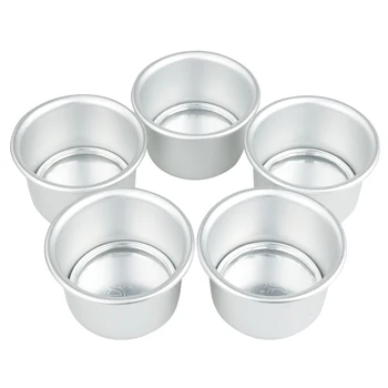 

5Pcs Cake Pans Aluminum Round Mini Individual Cake Mold Removable Bottoms Baking Moulds Patisserie Bakeware Tool Cakes DIY Decor