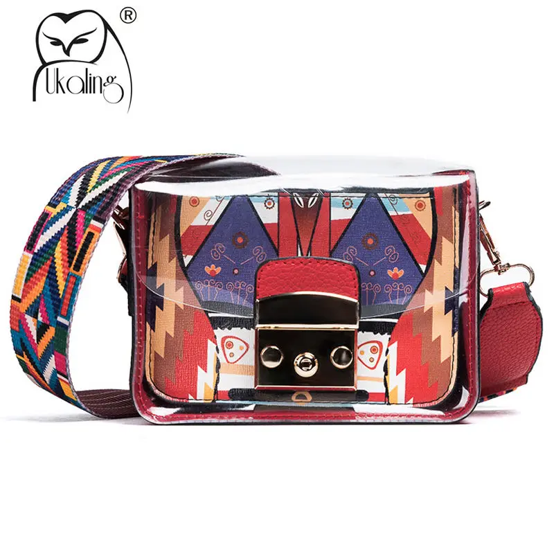 

UKQLING Summer Women Messenger Bags with Wide Colorful Strap Bags Handbags Women Famous Brands Purse Lady Crossbody Bag Female