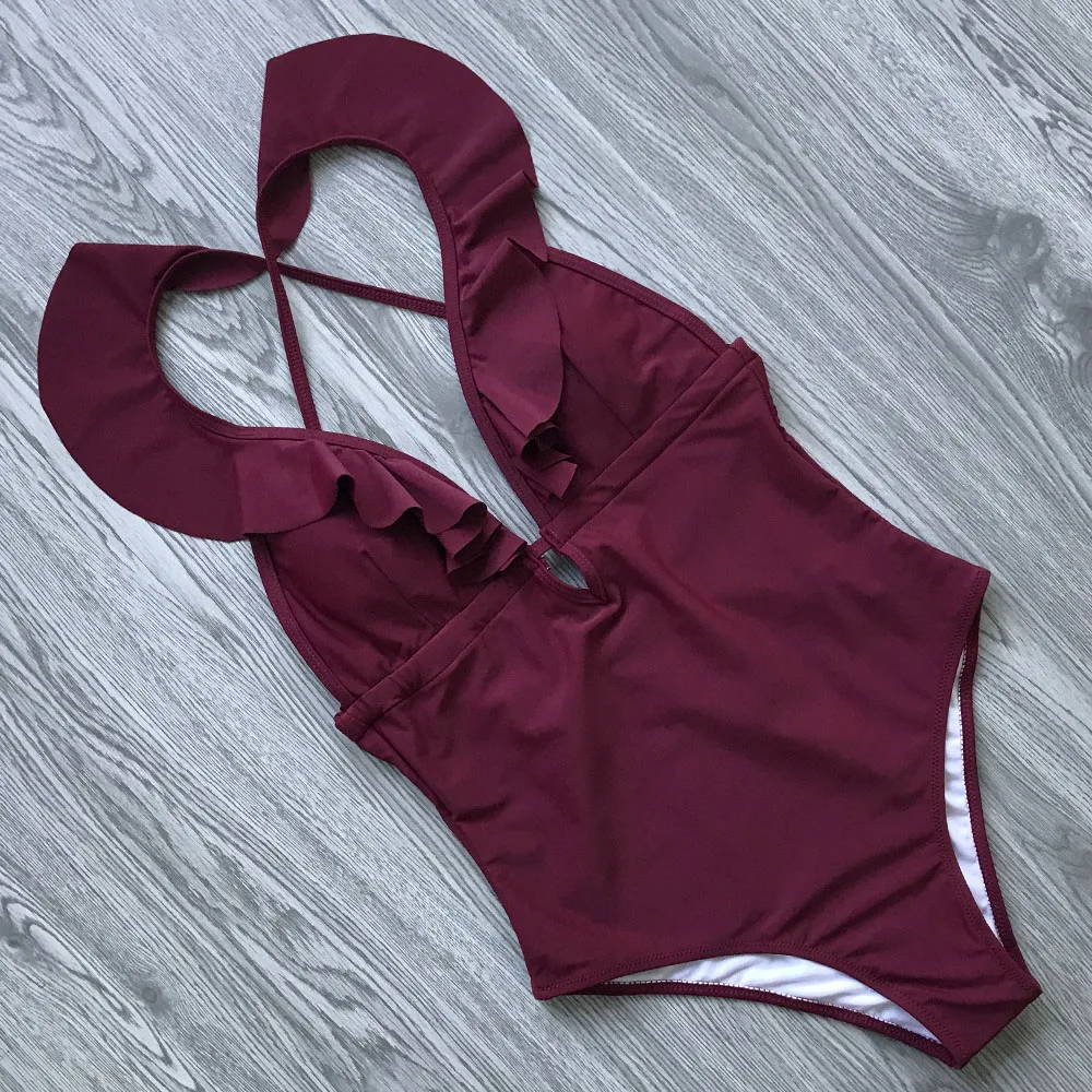 

Ruffle Swimwear Women Swimsuit Push Up Monokini Bandage Bodysuit One Piece Swimsuit Bathing Suit Swim Wear Beach Female Summer