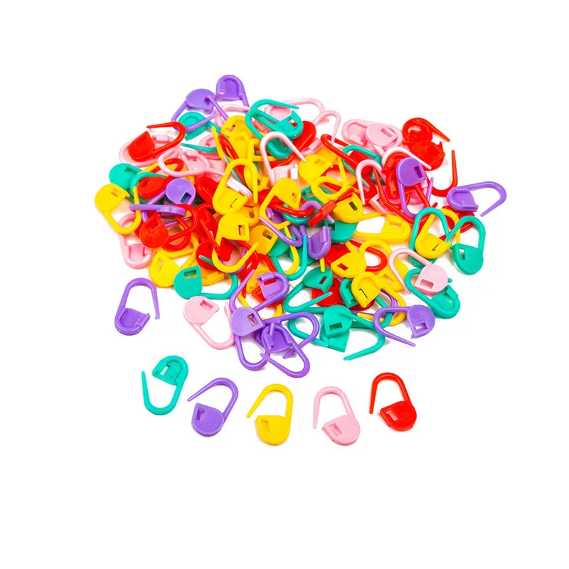 

100pcs/lot High Quality Mix Colors Mini Knitting Holder Needle Clip Craft Crochet Locking Stitch Plastic DIY Craft Markers Hook