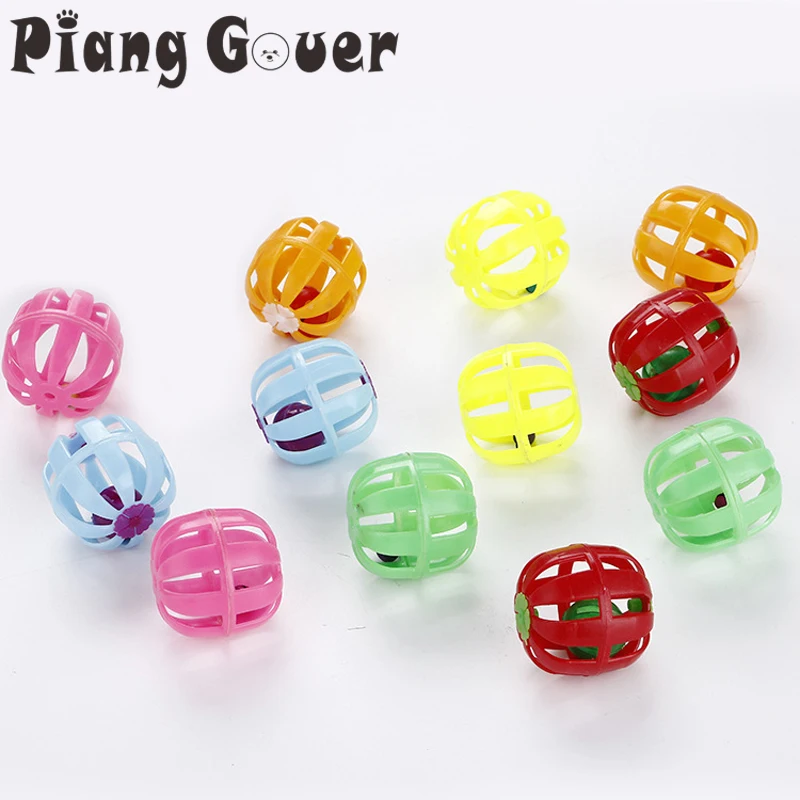 10Pcs/lot Hollow Out Plastic Ball Cat Toy Pet Small Bell Cat Balls Toys
