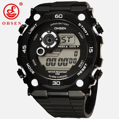 Новое поступление OHSEN Брендовые мужские светодиодный цифровые военные спортивные часы relojes 50 Dive мужские желтые повседневные наружные наручные часы для подарка - Цвет: White