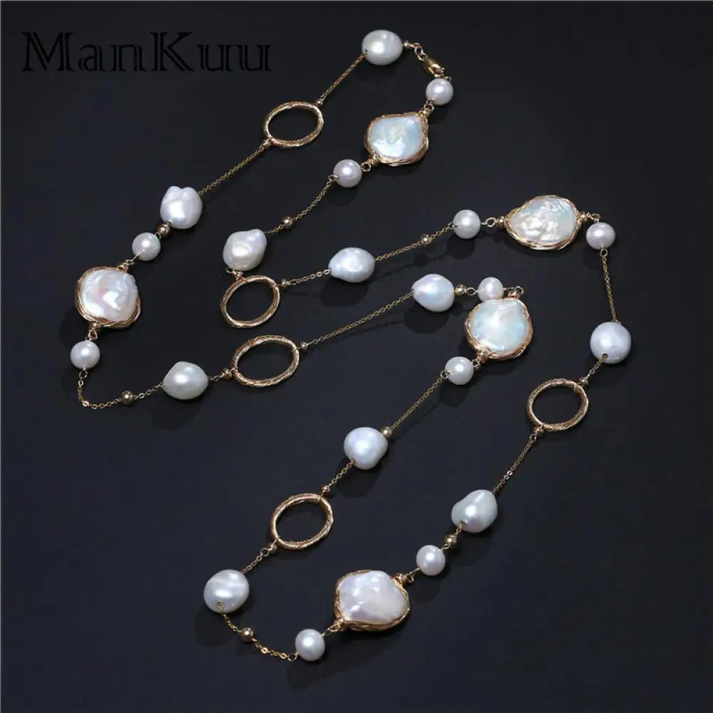 Fashion Handmade Baroque Pearl Long Necklaces Mix Type Natural