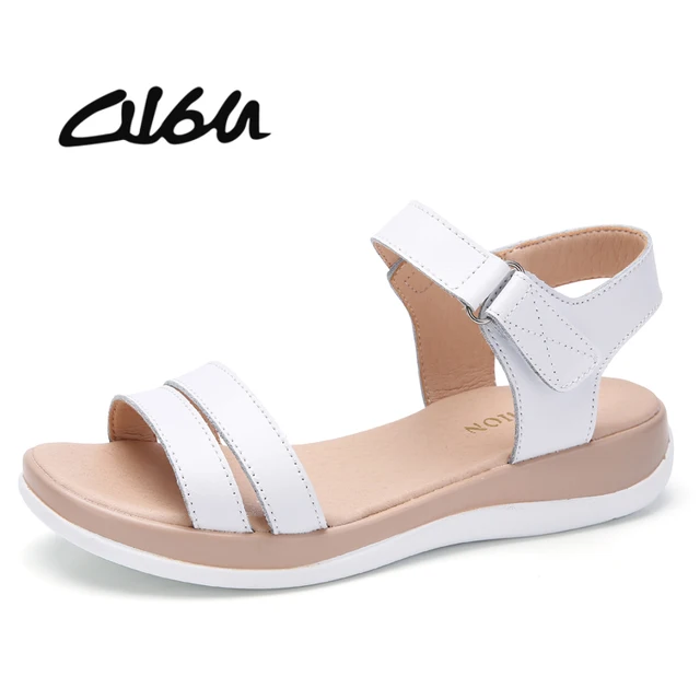 O16u Vrouwen Zomer Platte 2018 Sandalen Echt Schoenen Leer EH9YeDb2IW