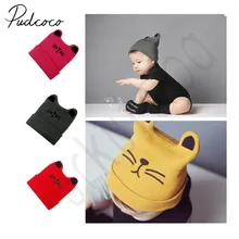 Фирменная Новинка мягкая одежда с принтом милой кошки для новорожденных одежда для малышей для девочек и мальчиков зимний теплый вязанный вязаная шапка, шапочка с милым Кроликом, героев из мультфильмов Кепки От 0 до 3 лет