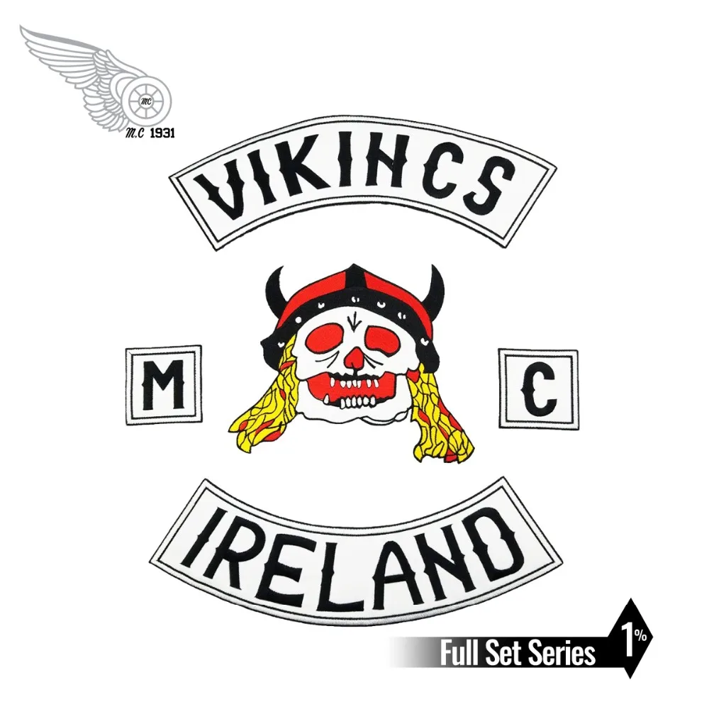 

VIKIHCS Ireland MC Berserker Embroidery Iron on Jacket Motorcycle Diy Patch