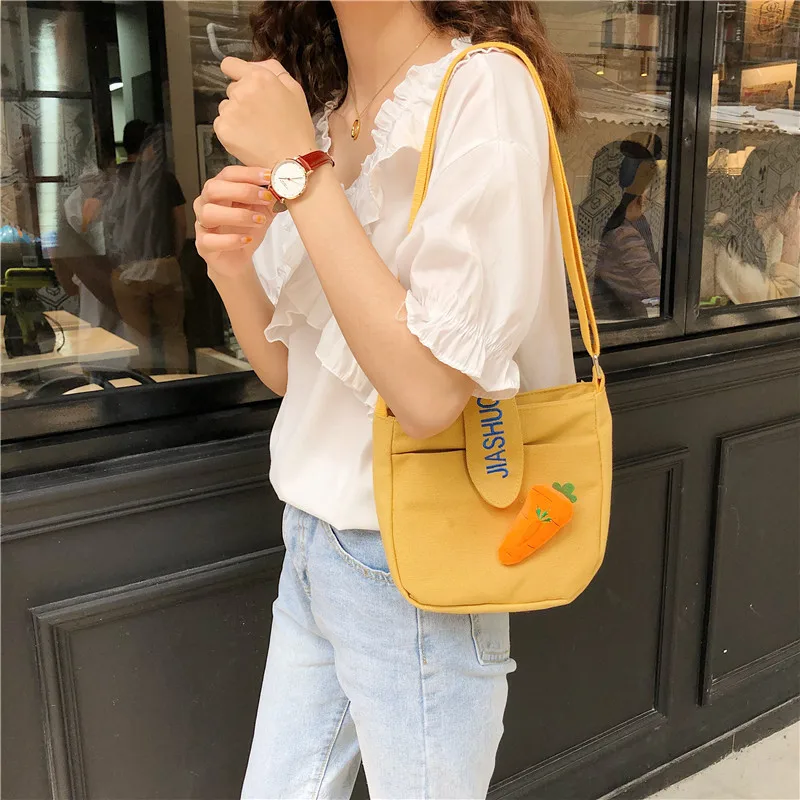 

2019 vegetable lady canvas shoulder bags high quality messenger bag cute women bags free shipping