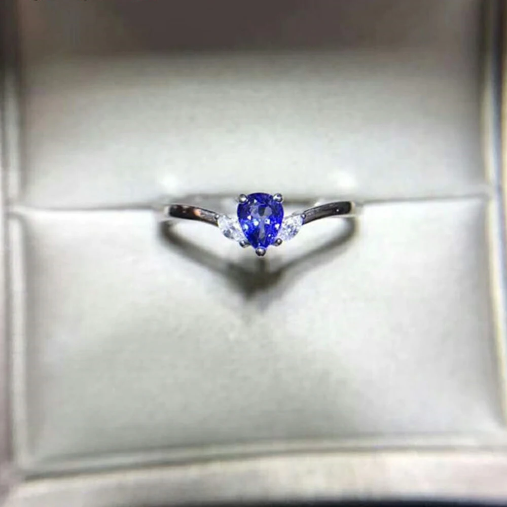 drop ring women 925 sterling silver jewelry real sapphire 