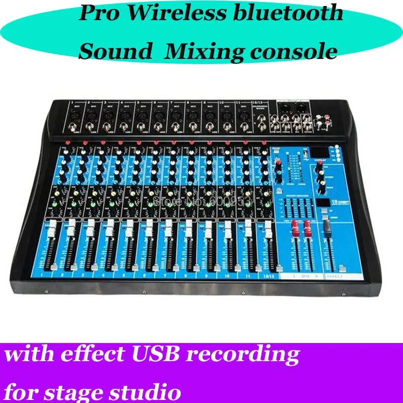 Pro 12 Channel Mixer DSP 48V Microphone wireless bluetooth USB Sound